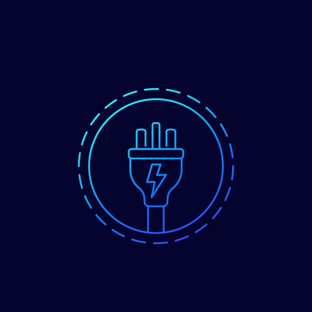 Uk enchufe eléctrico icono vector lineal