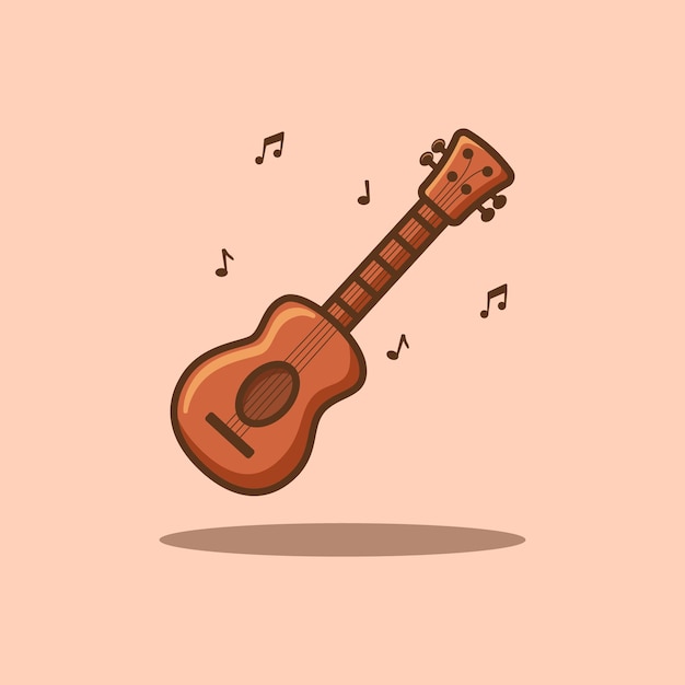 ukelele con ilustración de vector de icono de melodía