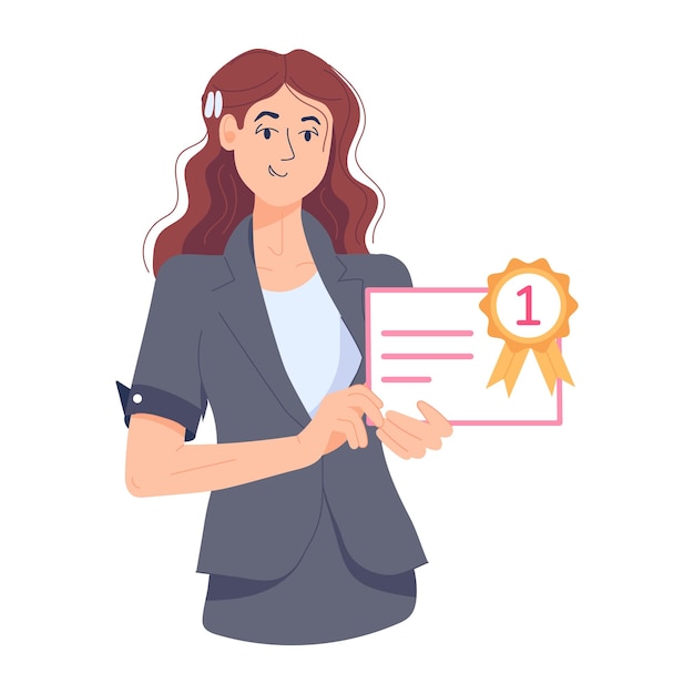 Última ilustración plana del certificado de empleado