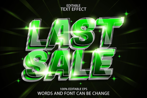 Última venta efecto de texto editable estilo neón en relieve