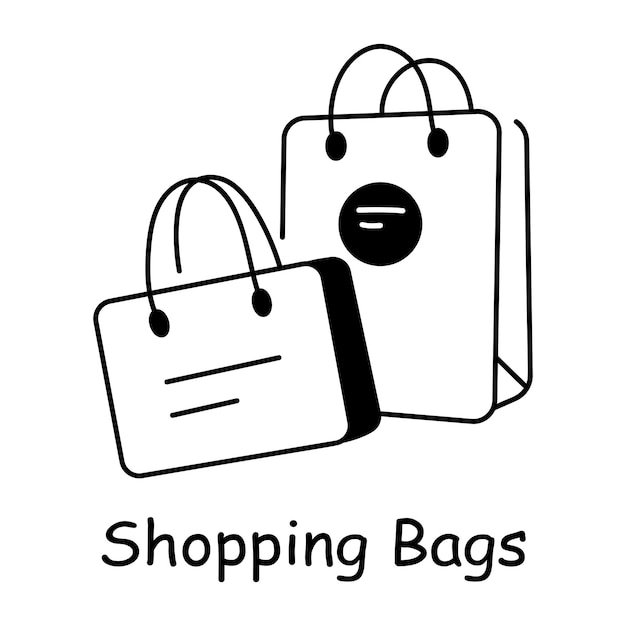 El último icono dibujado a mano de las bolsas de compras