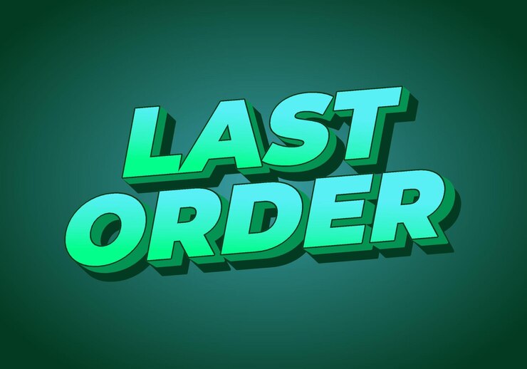 Vector último pedido efecto de texto en colores modernos con estilo 3d