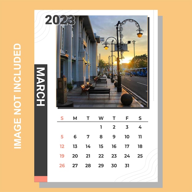 Último vector de calendario marzo de 2023