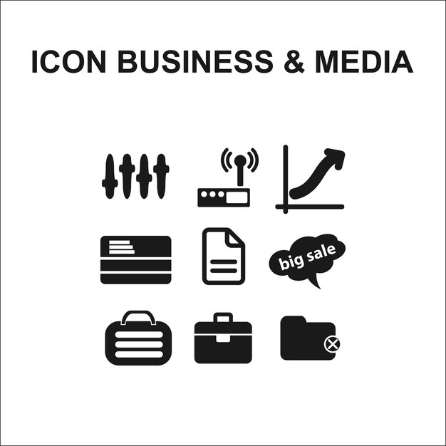 Últimos íconos de negocios y medios soluciones visuales para sus proyectos