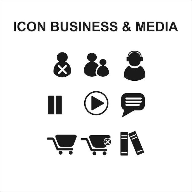 Últimos íconos de negocios y medios Soluciones visuales para sus proyectos