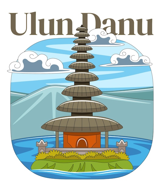 Ulun danu beratan bedugul templo vector ilustración