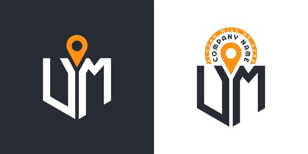 UM Lugar Logo Bundle Carta UM Logo Iconos de doble vector para el reclutamiento y la navegación