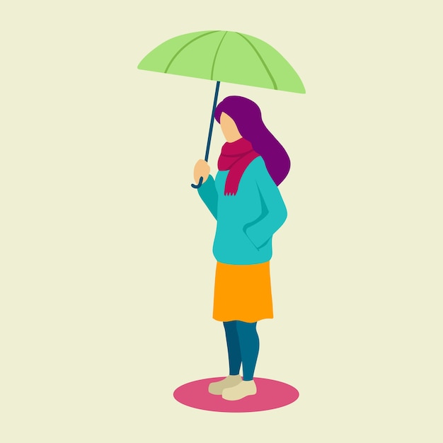 Umbrella chica diseño plano vectorial