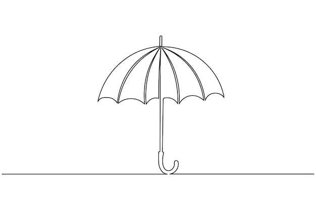 Umbrella dibujo continuo de una línea y estilo minimalista aislar el icono vectorial del contorno
