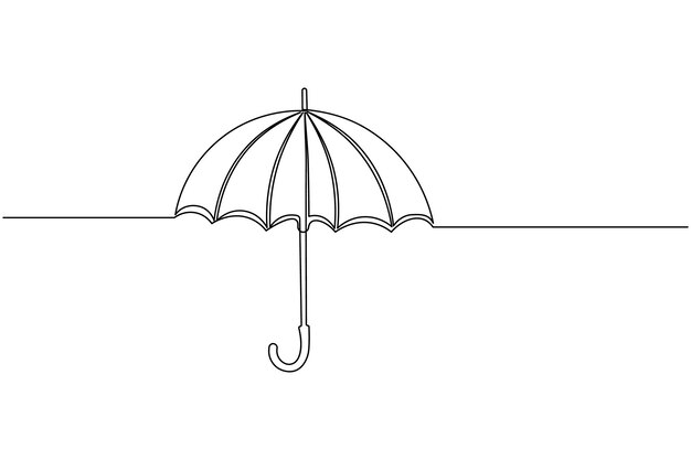 Umbrella dibujo continuo de una línea y estilo minimalista aislar el icono vectorial del contorno