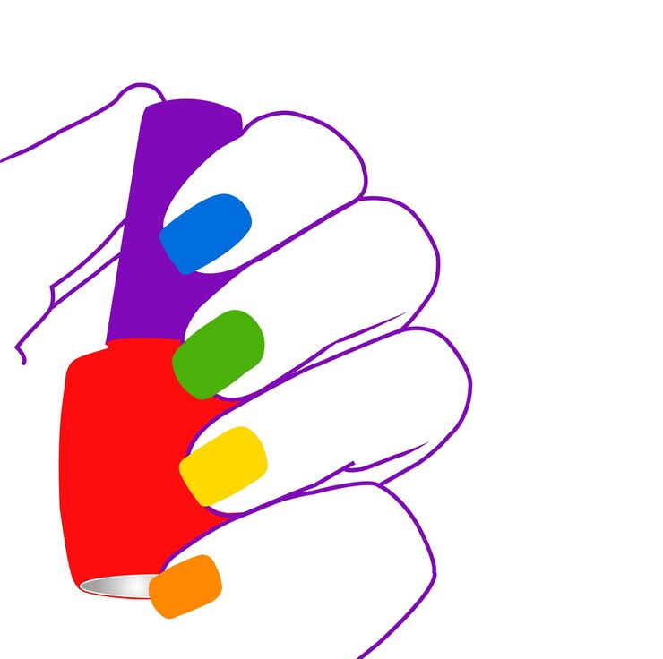 Vector las uñas del orgullo el mes del orgullo las uñas del arte