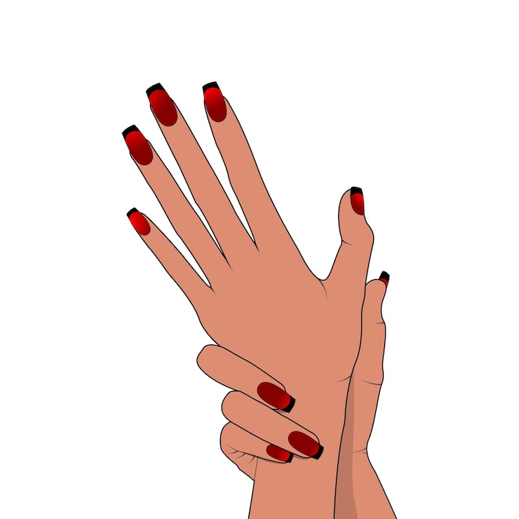 Vector las uñas rojas y negras son bonitas.