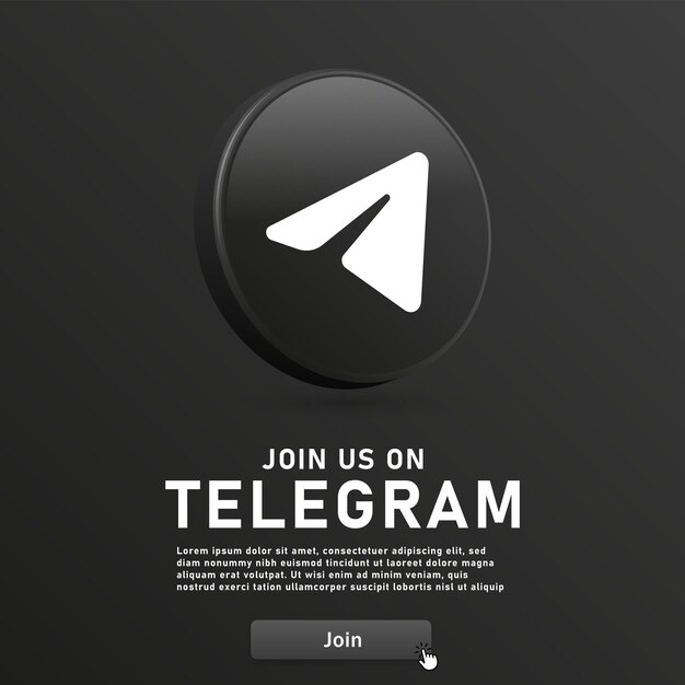 Únase a nosotros en el ícono del logotipo 3d de Telegram para los logotipos de los iconos de las redes sociales en el círculo redondo 3d contáctenos banner