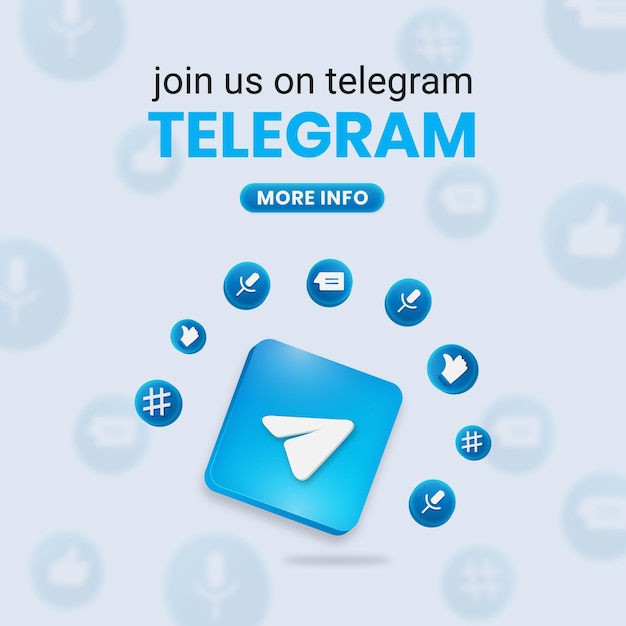únase a nosotros en telegram 3d telegram logo con icono de redes sociales telegram banner cuadrado para instagram a