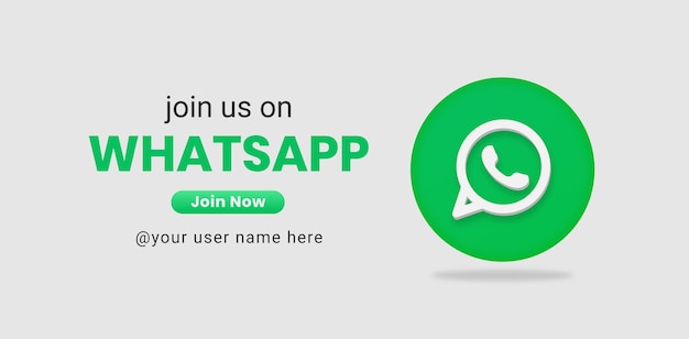 Vector Únase a nosotros en whatsapp social media banner 3d logo moderno con icono de whatsapp