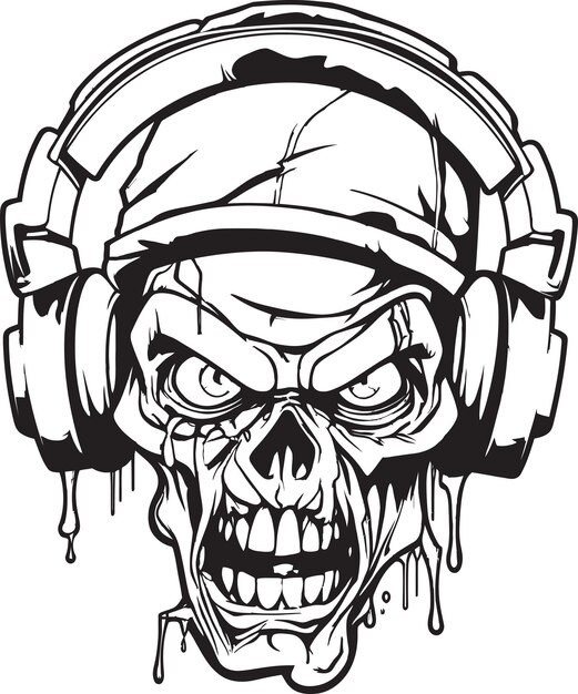 Vector undead beatbox zombie icon hip hop zombie mic check diseño vectorial de hip hop