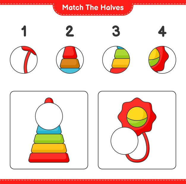 Une las mitades Une las mitades de Pyramid Toy y Baby Rattle Juego educativo para niños