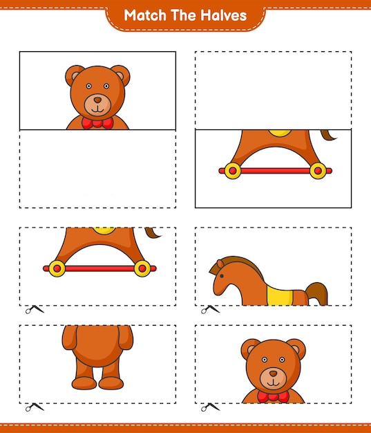 Une las mitades Une las mitades de Teddy Bear and Rocking Horse Juego educativo para niños