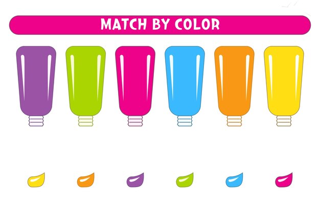 Une tubos de pintura y pinta por color Juego educativo Hojas de trabajo para niños