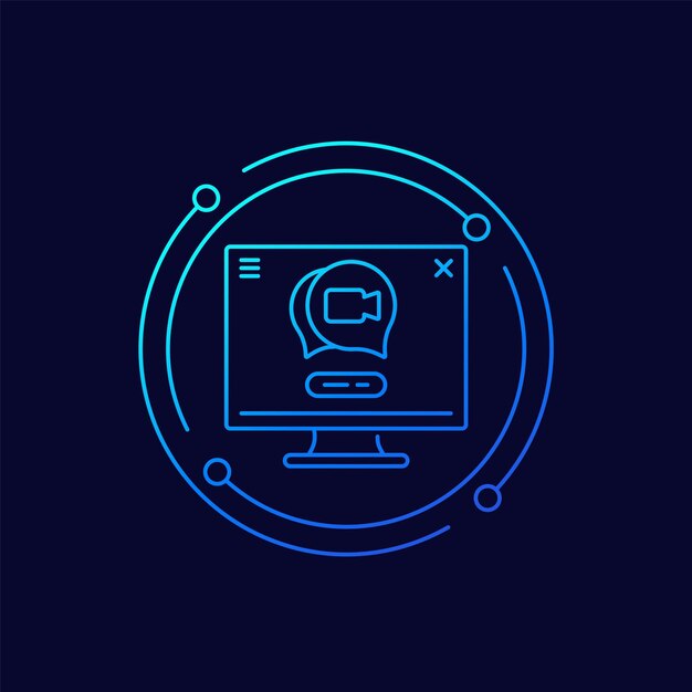 Únete al vector de icono de línea de chat de video