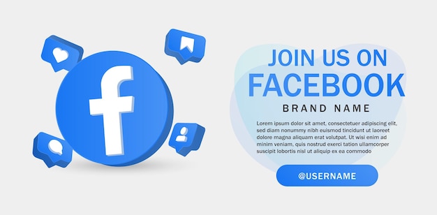 Vector Únete a nosotros en facebook para iconos de redes sociales banner en iconos de notificación de círculo redondo 3d