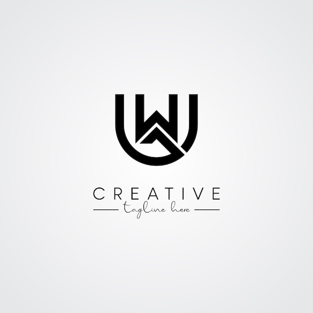 Unica letra artística moderna UW WU Diseño del logotipo Basado en la letra inicial Icono del logotipo