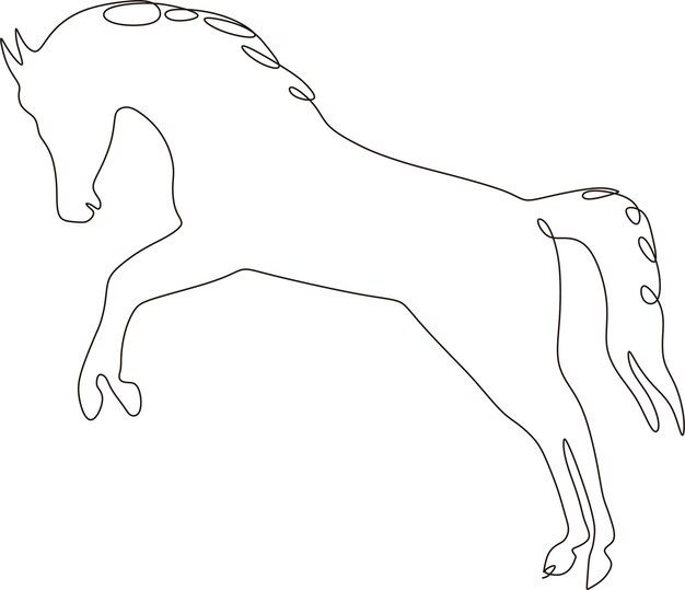 única línea continua de caballo simple