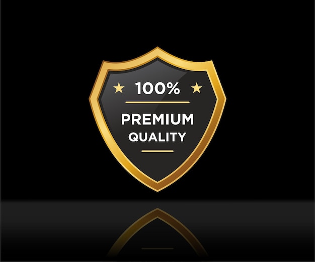 Único y estilístico escudo con texto 100 por ciento calidad premium lujo color dorado