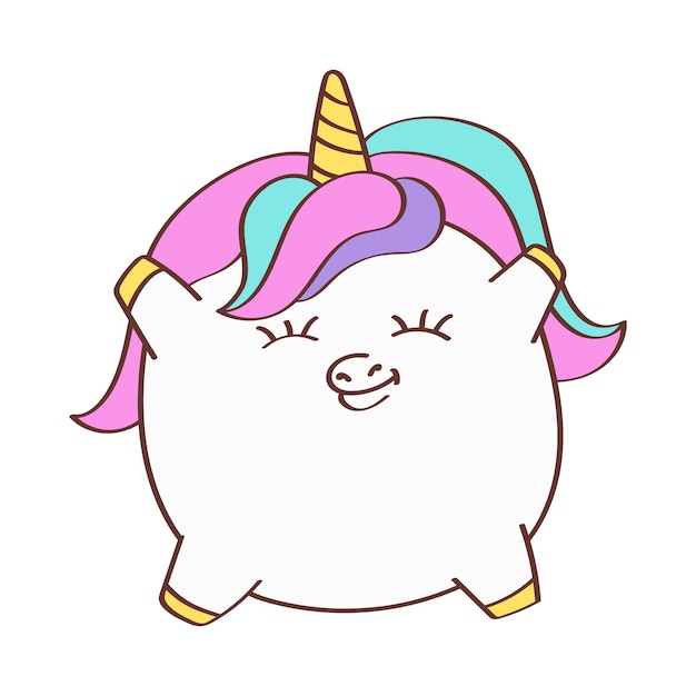 Unicorn Plump Clipart en estilo de dibujos animados lindo Beautiful Clip Art Unicorn Fat.