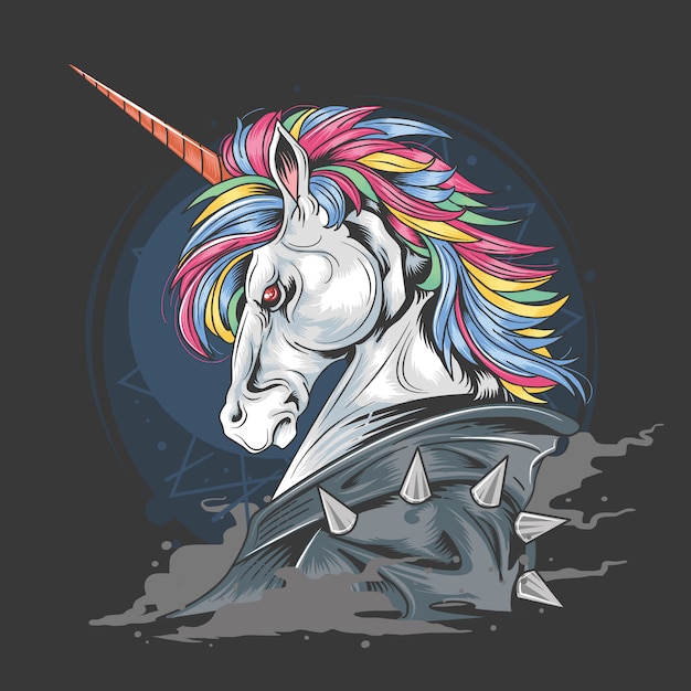 Unicorn punk rock chaqueta detalle de voz elemento vectorial