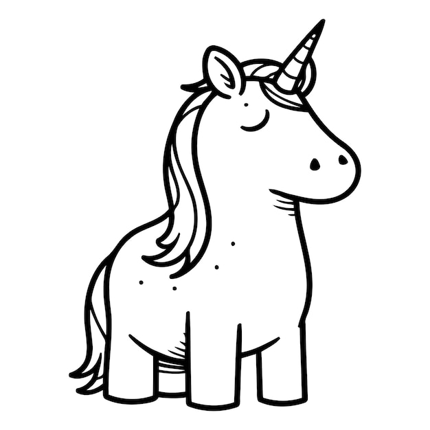 Unicornio aislado sobre fondo blanco Ilustración vectorial en estilo de dibujos animados