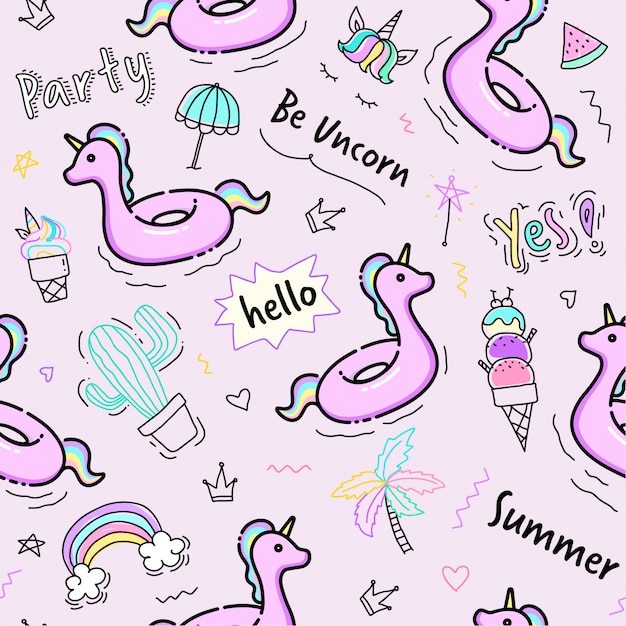 Unicornio anillo de natación sin patrón