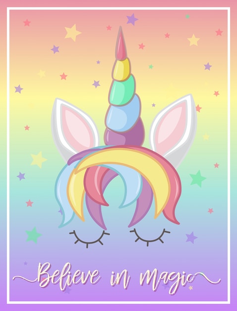 Vector unicornio del arco iris en el cartel