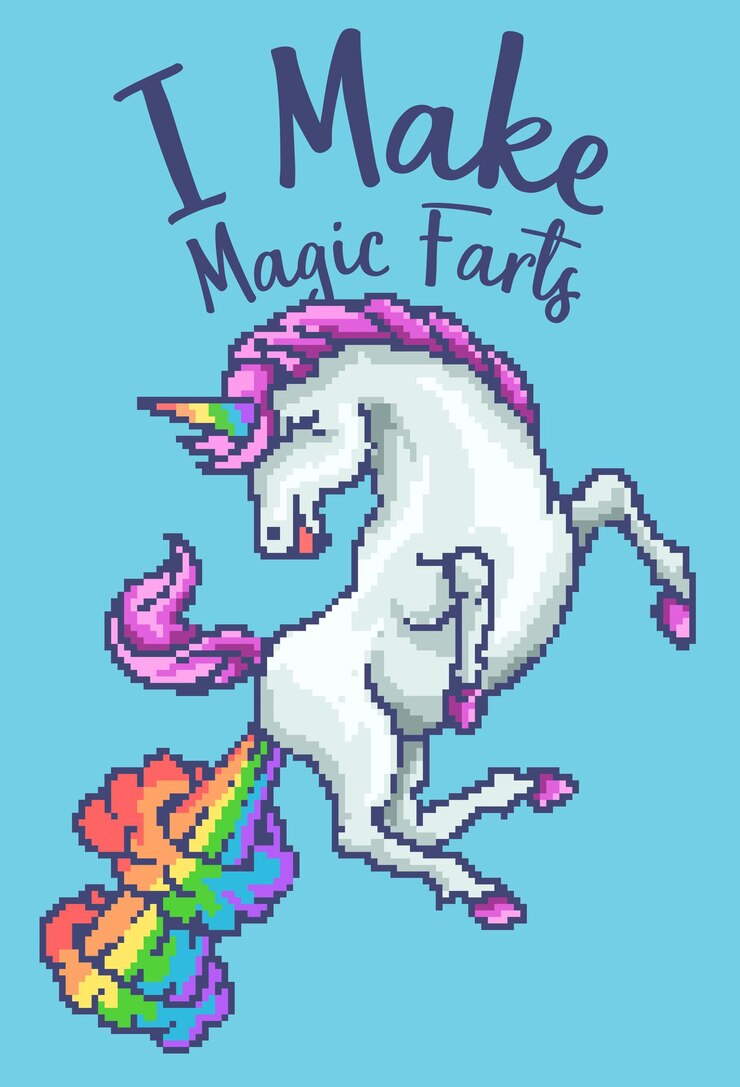 Unicornio arco iris pixel art retro