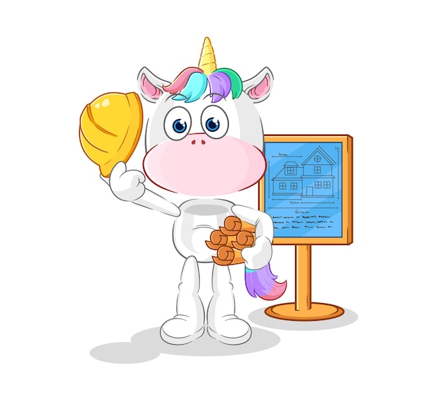 Unicornio Arquitecto ilustración vector de caracteres