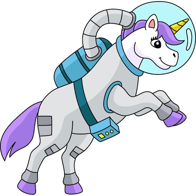 Unicornio astronauta en el espacio de dibujos animados Clipart