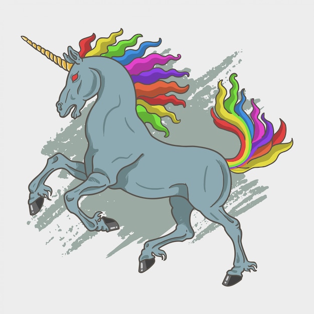 Unicornio bestia en fuego a todo color