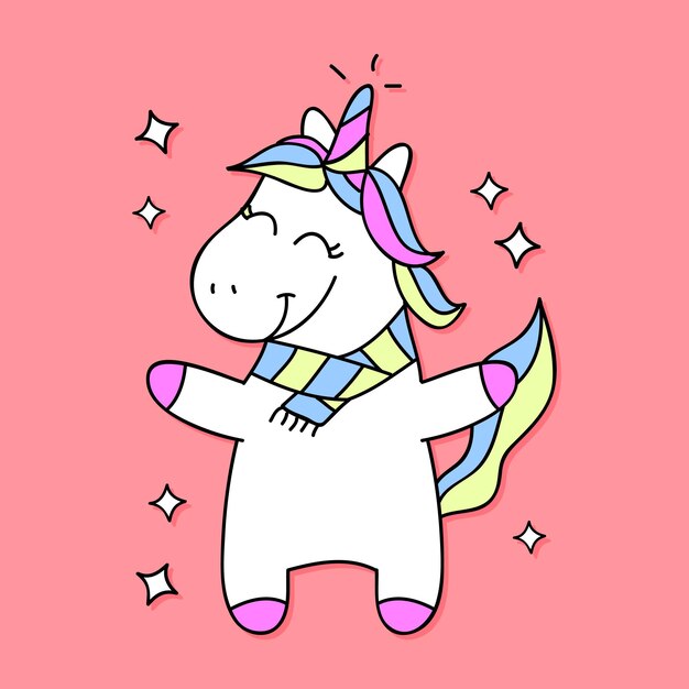 Vector el unicornio blanco con la bufanda