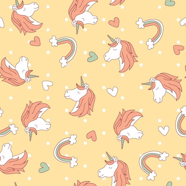 Unicornio blanco con colores brillantes de fondo amarillo