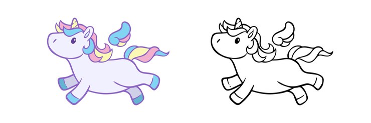 Vector unicornio blanco para niños aislados.