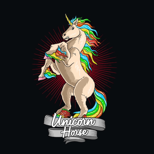 Vector unicornio caballo ilustración colorida