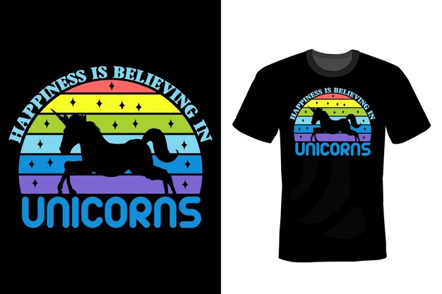 Unicornio camiseta diseño tipografía vintage