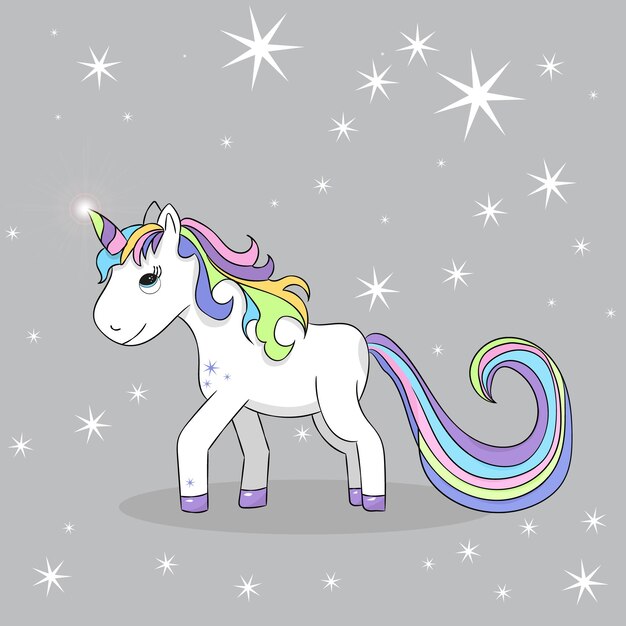Unicornio de carácter aislado vectorial