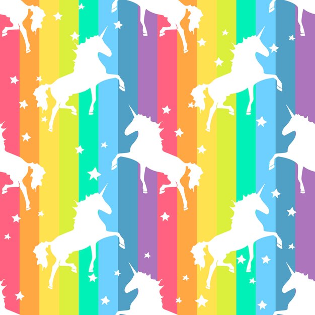 Unicornio colorido. Patrón sin fisuras de arco iris animal mágico