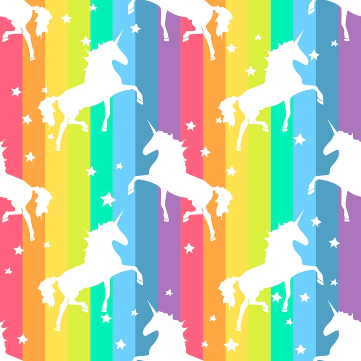Vector unicornio colorido. patrón sin fisuras de arco iris animal mágico