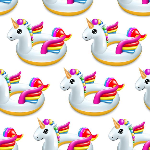 Vector unicornio colorido sobre fondo blanco vector de patrones sin fisuras