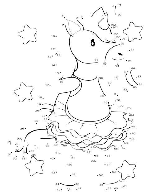 Unicornio Conecta Los Puntos Página Para Colorear Para Niños