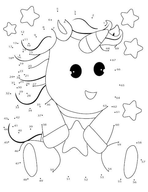 Unicornio Conecta Los Puntos Página Para Colorear Para Niños