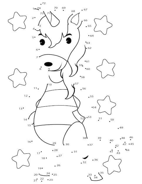 Unicornio Conecta Los Puntos Página Para Colorear Para Niños