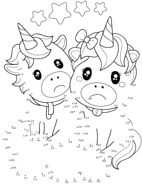 Unicornio Conecta Los Puntos Página Para Colorear Para Niños